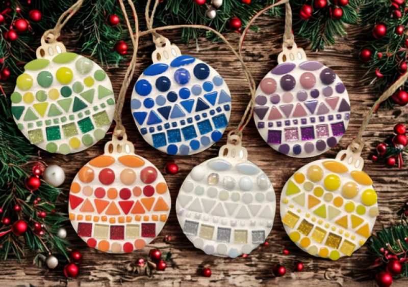Kerstballen mozaïeken Ouder-Kind
