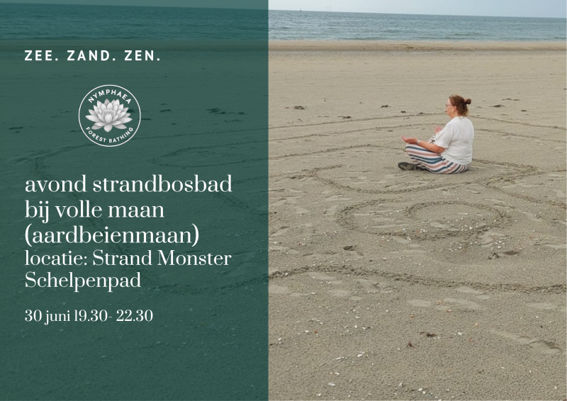 Volle maan, (aardbeienmaan) strand bosbad