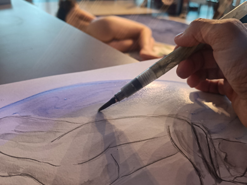 Behind the Curtains - Life model drawing - Créativité