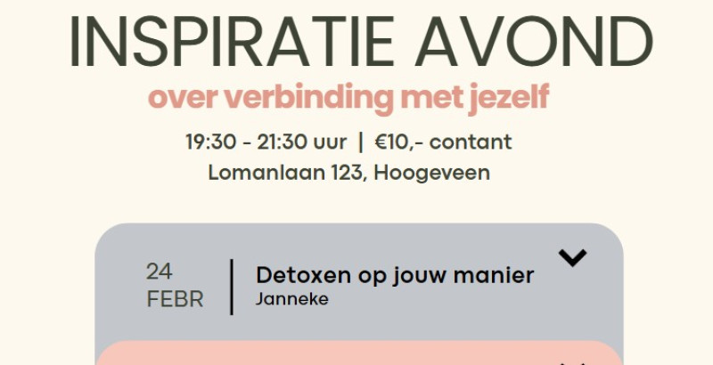 Inspiratie avond: Detox op jouw manier