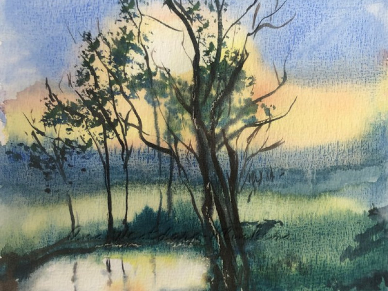 Schilderretraite; aquarel met Ans Westdorp