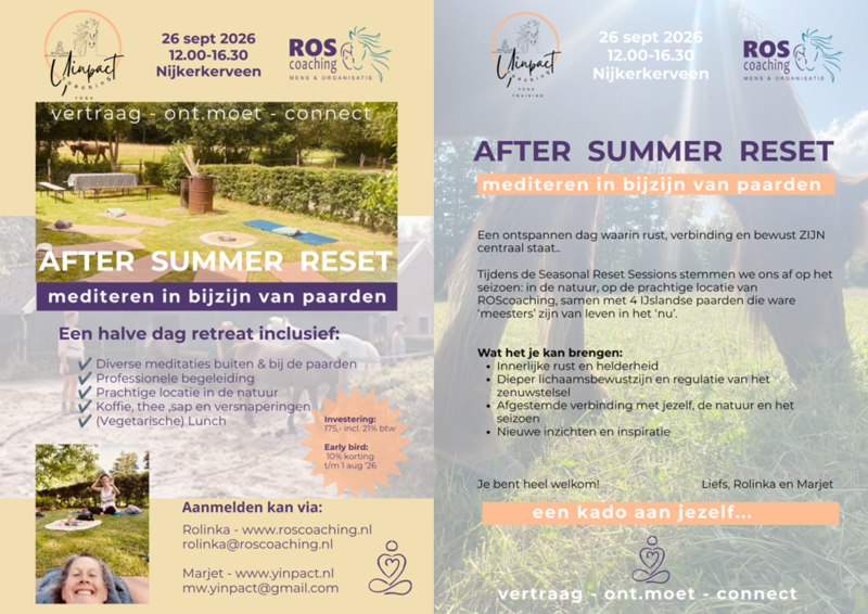 After Summer Reset, mediteren in bijzijn van paarden
