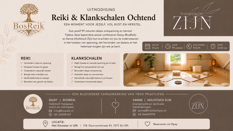 Uitverkocht | Reiki klankschalen ochtend bij het klooster in Ulft