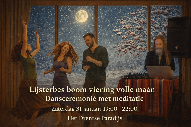 Een volle maan ceremonie met cacao en vrije dans