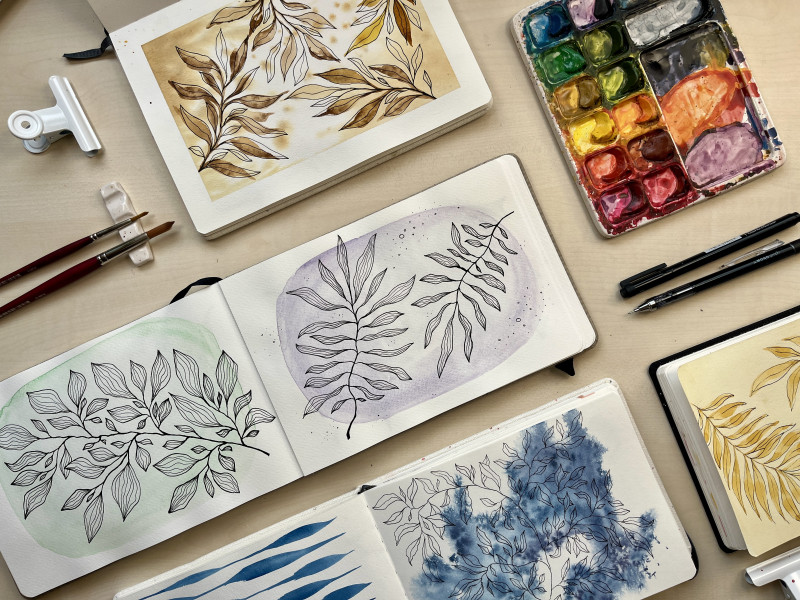 Creative Evening | Meditative Leaves Drawing with Ink & Watercolor