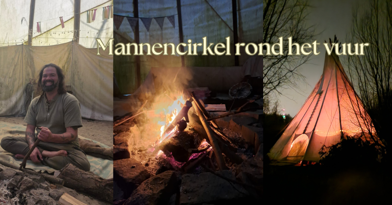 Mannencirkel rond het vuur