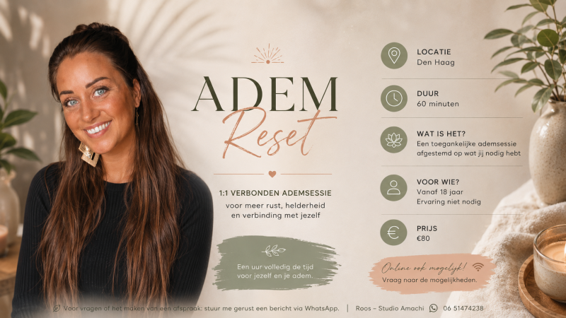 🌿 Adem Reset | 1 uur voor jezelf met verbonden adem - 1:1 sessie 🌿 