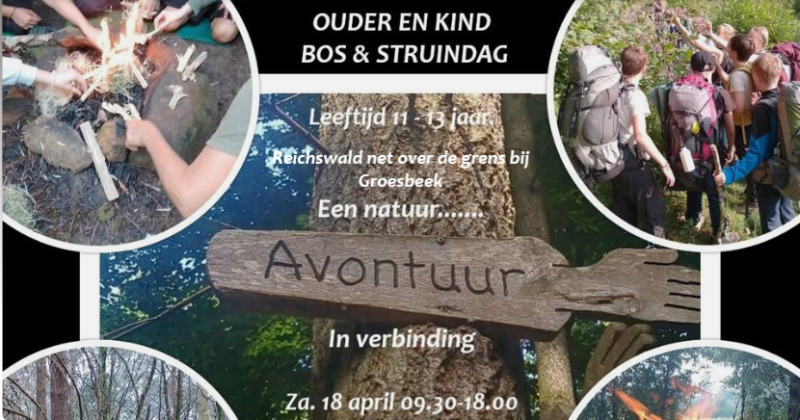 Ouder en kind bos en struindag