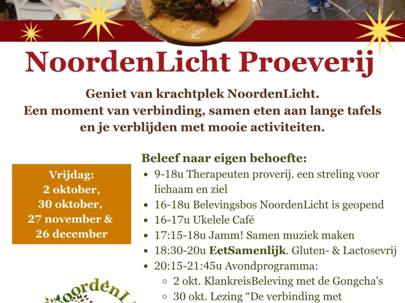 Proeverij! Sessies, belevingsbos, Ukelele café, jamm, eten, lezing - Trabajo energético, Jam session, Conferencia