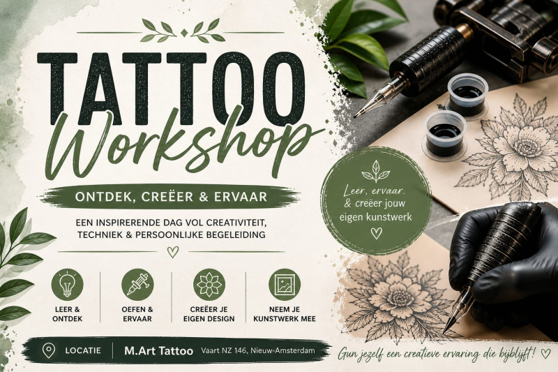 Tattoo workshop incl. lunch en benodigdheden. - Creatividad, Autoexpresión, Emprendimiento