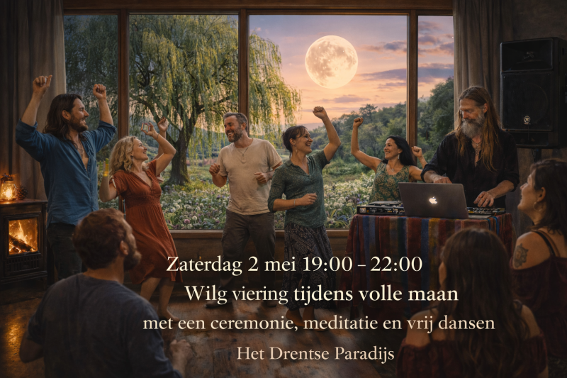 Een volle maan ceremonie met cacao en vrije dans