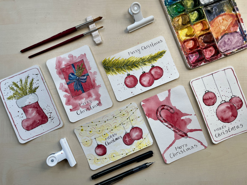 Creative Evening | Christmas Cards Making with Ink & Watercolor