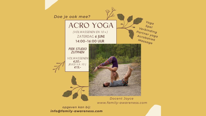 Acroyoga volwassen (boven 10jaar welkom)