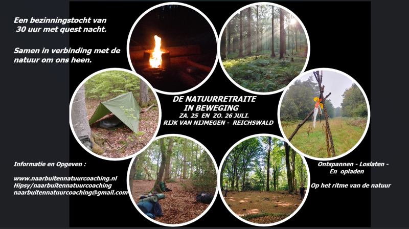 Natuurretraite in beweging ,bezinningstocht met questnacht Reichswald