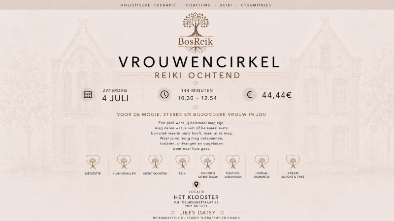 Reiki ochtend Vrouwencirkel  - Reiki, Persoonlijke Ontwikkeling, Vrouwencirkels