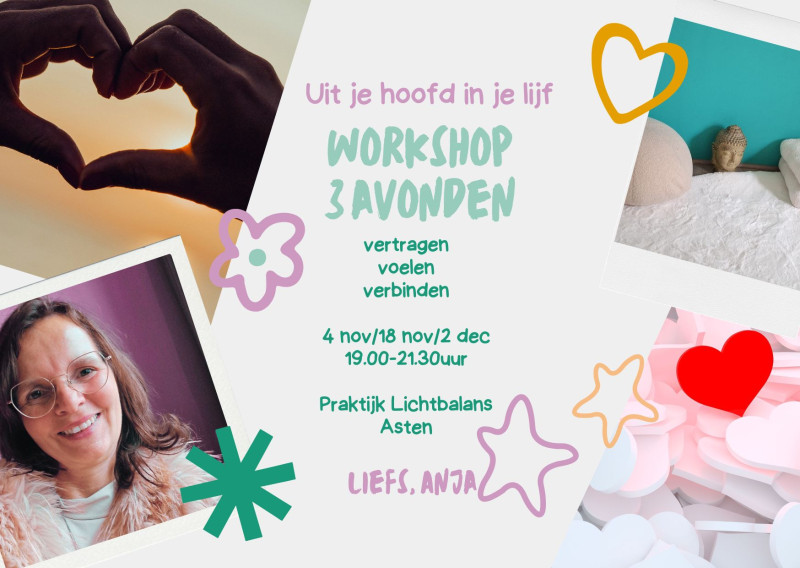 Uit je hoofd, in je lijf! een moment om helemaal bij jezelf te komen.