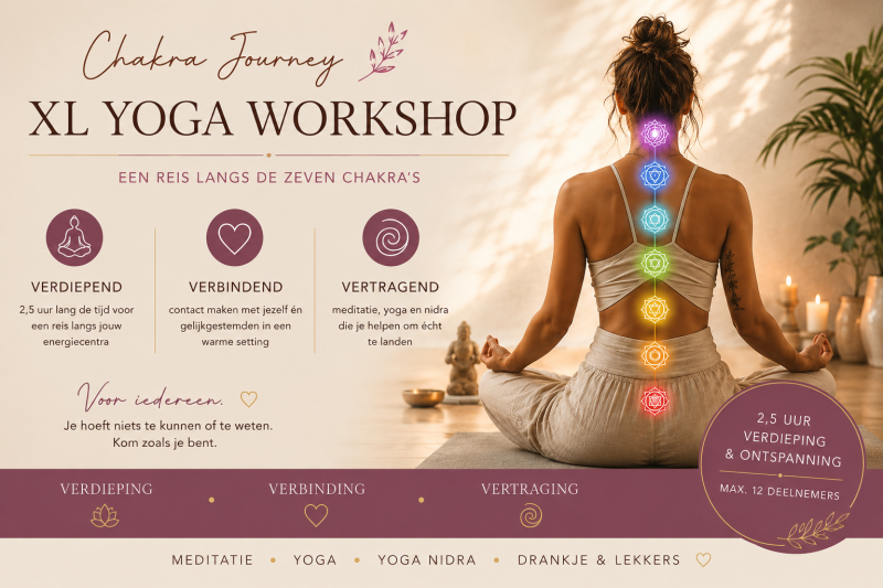 ✨Een XL yoga-workshop — een reis langs de zeven chakra's✨