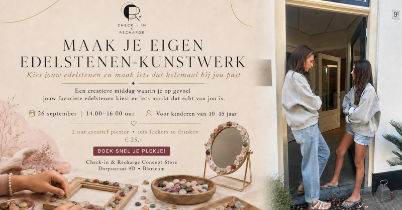 Check-in & Recharge | Maak je eigen edelstenen-kunstwerk  - Atelier pour enfants, Créativité