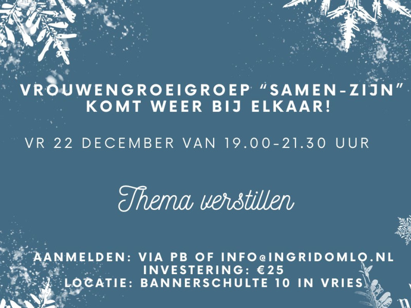 Vrouwengroeigroep "samenZIJN" komt weer bij elkaar!