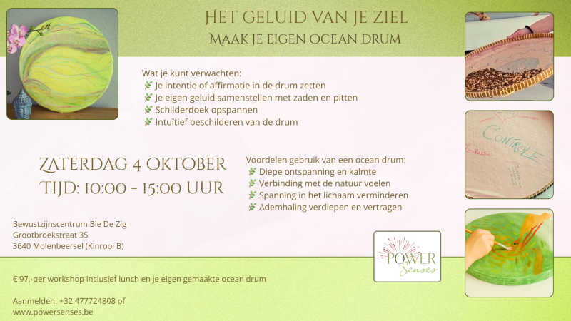 Het geluid van je ziel - Maak je eigen Ocean Drum Molenbeersel (BE)