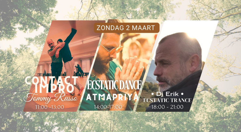 Ecstatic dance & Trance Lier -Atmapriya - Dj Erik- ContactImpro-Tommy - Ecstatic Dance, Live muziek, Contact Improvisatie
